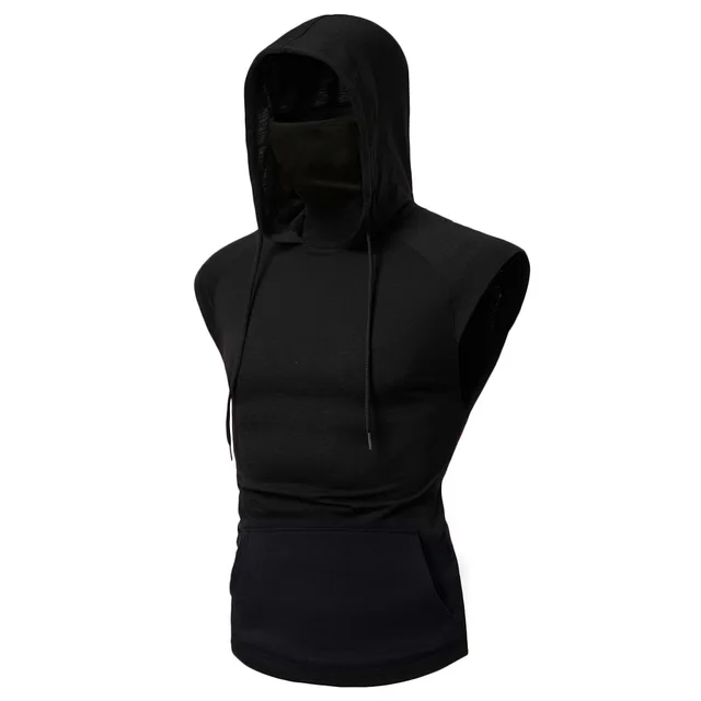 Sudadera fina de manga larga con capucha para hombre, sudadera con máscara de empalme informal, Sudadera con capucha de máscara grande, Tops con capucha para ciclismo, novedad - Imagen 5
