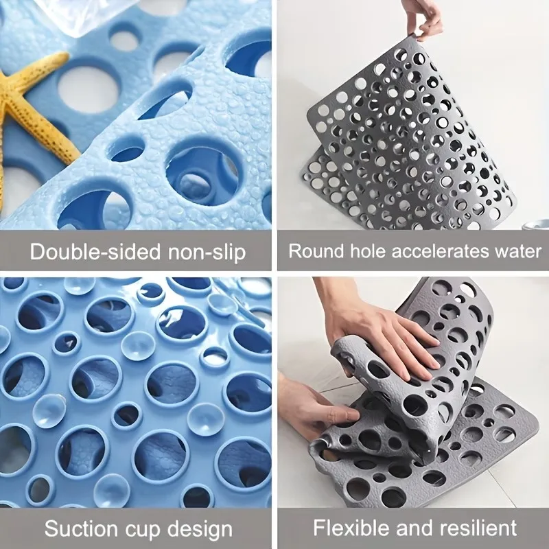 Anti-Slip Shower Mat with Drainage Holes and Massage Points | Durable PVC Bathroom Safety Mat