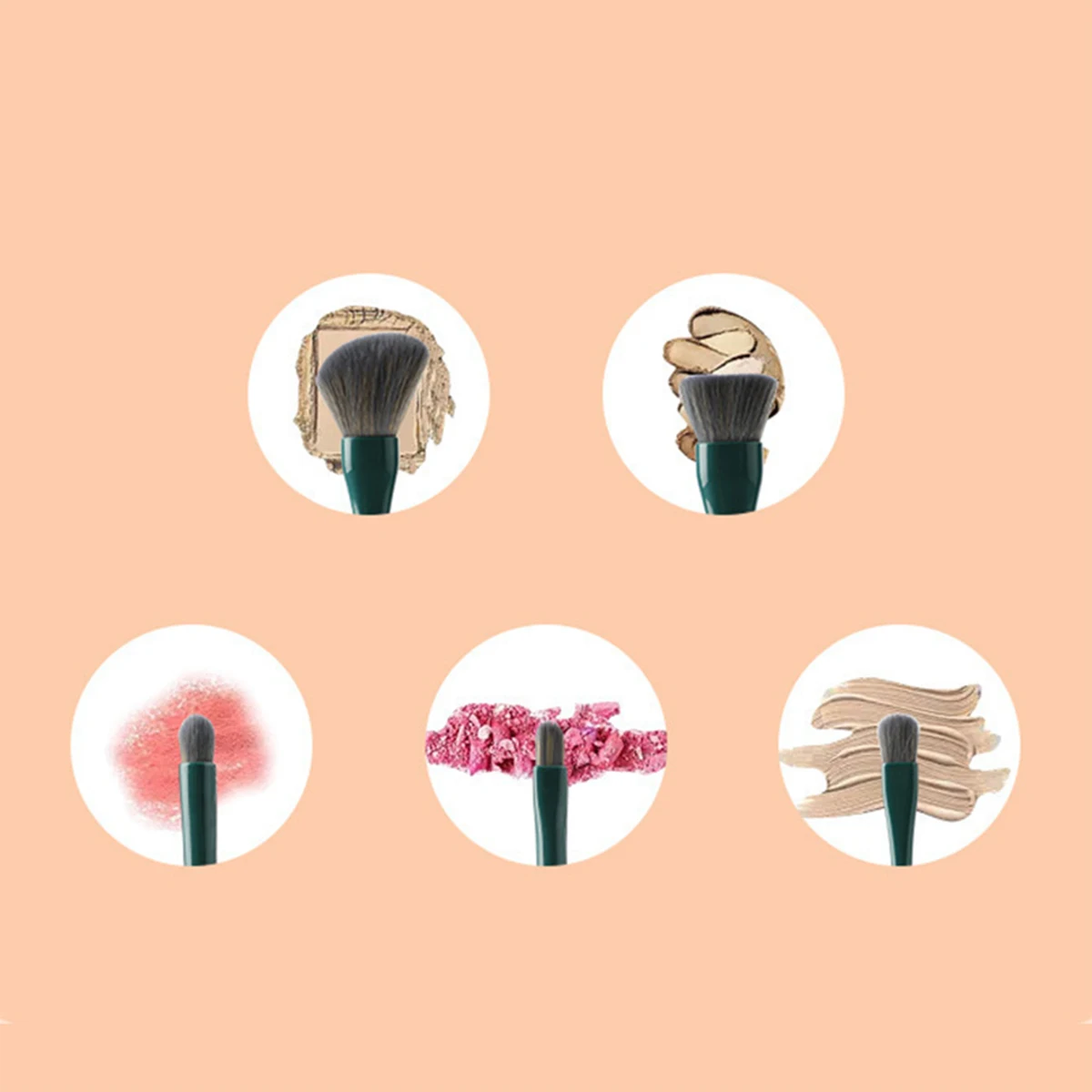 Description Picture 6 of itemTravel Makeup Brush Set, 5PCS Makeup Brushes and a Shell Portable Makeup Brush Case with Mirror, Face Eyeshadow Brushes for Foun