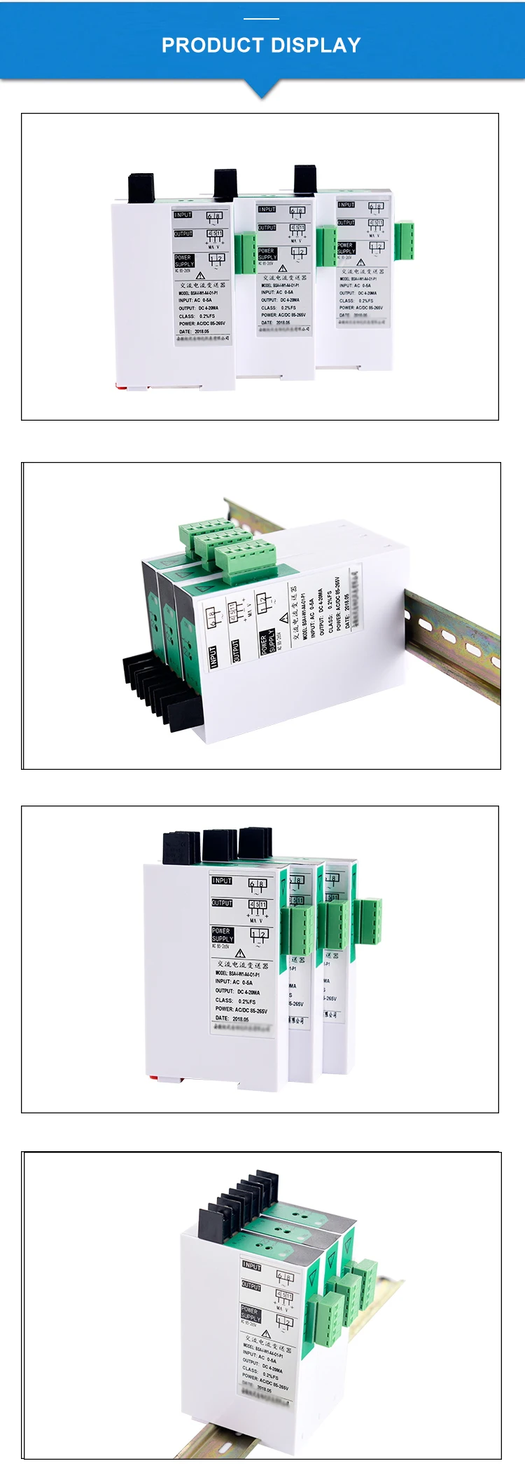 AC Current Transmitters 220VAC Power Supply 1000V AC Voltage Transducer Sensor 0