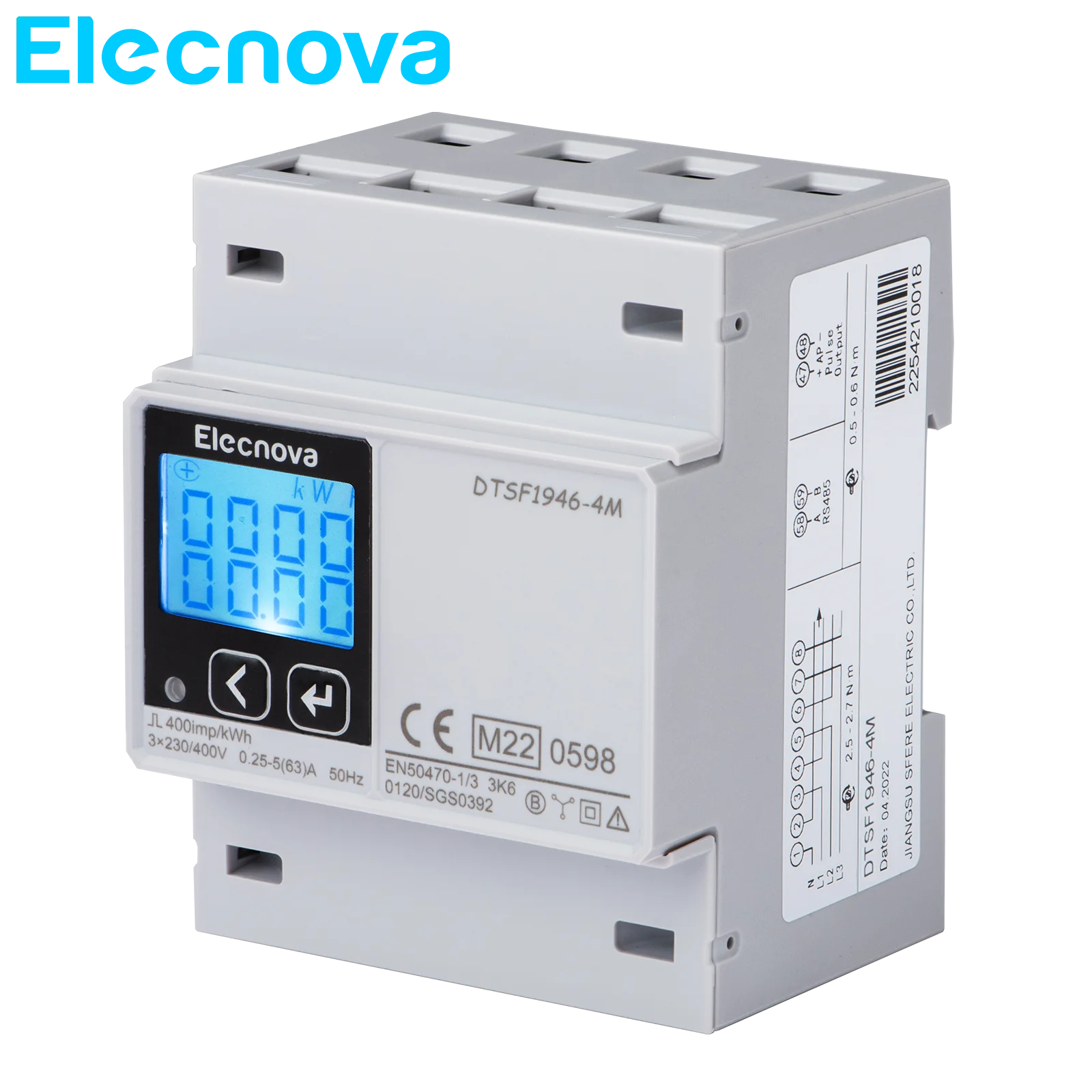 DTSF1946 4M Energy KWh Power Meter 3 Phase RS485 Modbus MID AC