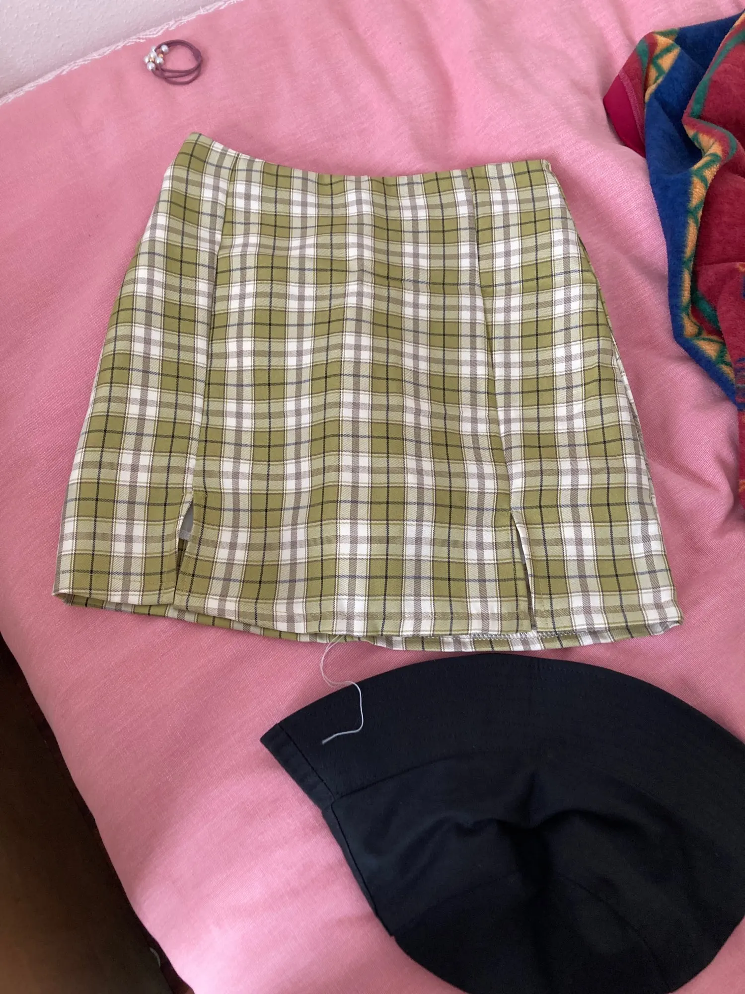 Women Vintage Plaid Side Split Bodycon Mini Skirt Summer Outfits photo review