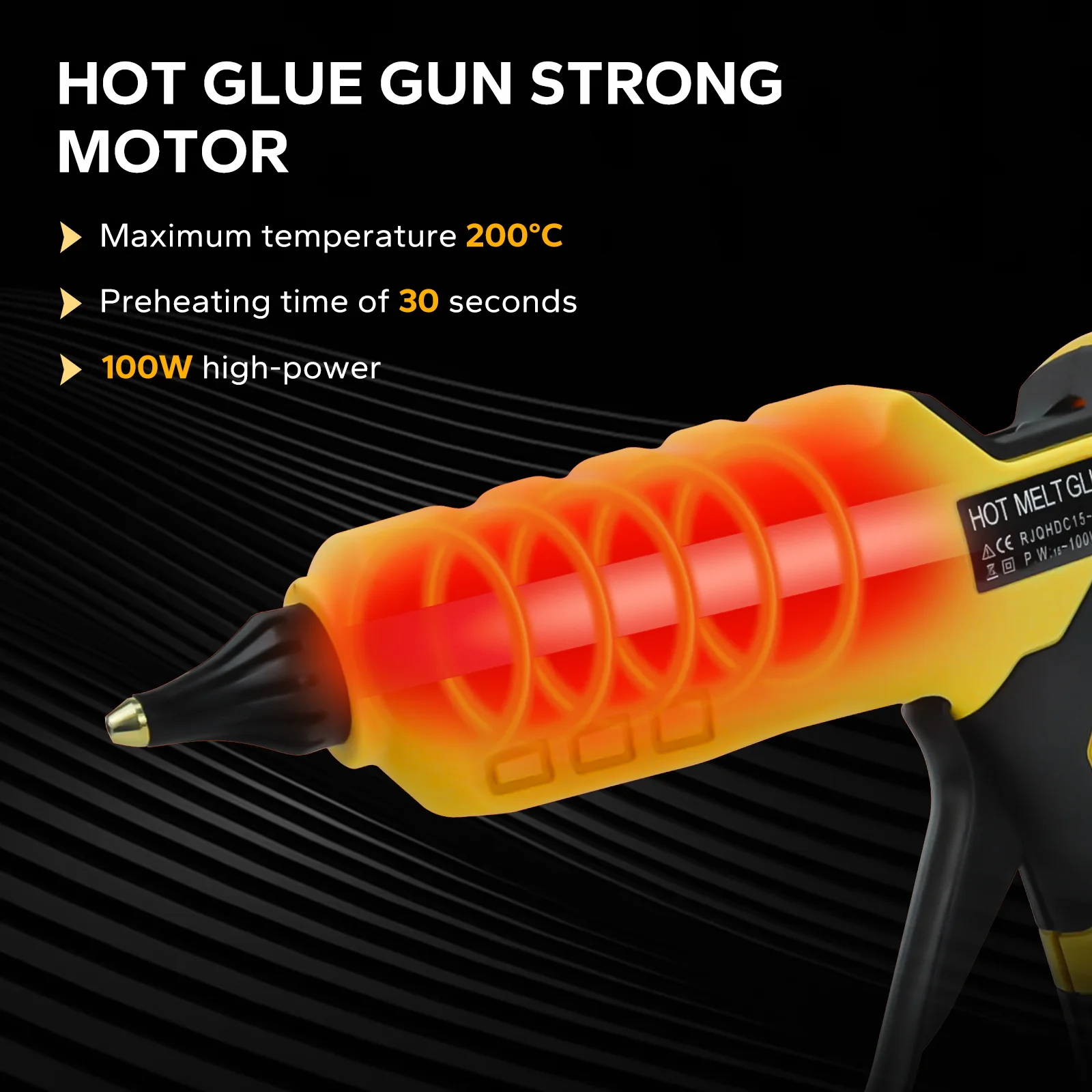 100W Cordless Hot Glue Gun for Dewalt 20V Battery Dual-Power Glue Gun with Power Cord & 10Pcs 11mm Sticks for Arts & Crafts