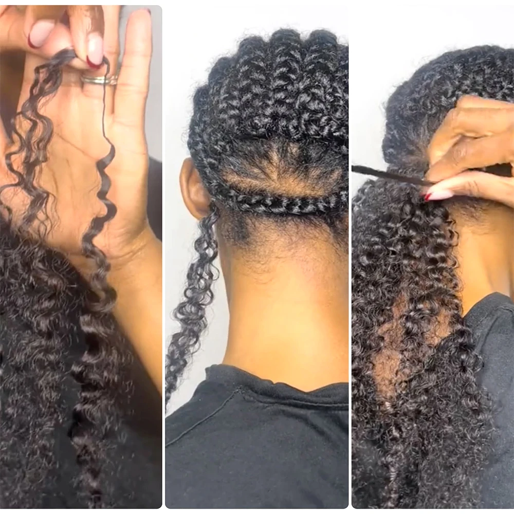 Kinky Curly Boho Braids 100% Raw Human Hair Extension Feathered Human Crochet Hair For Braiding Curly Miracle Knots Crochet Hair 4