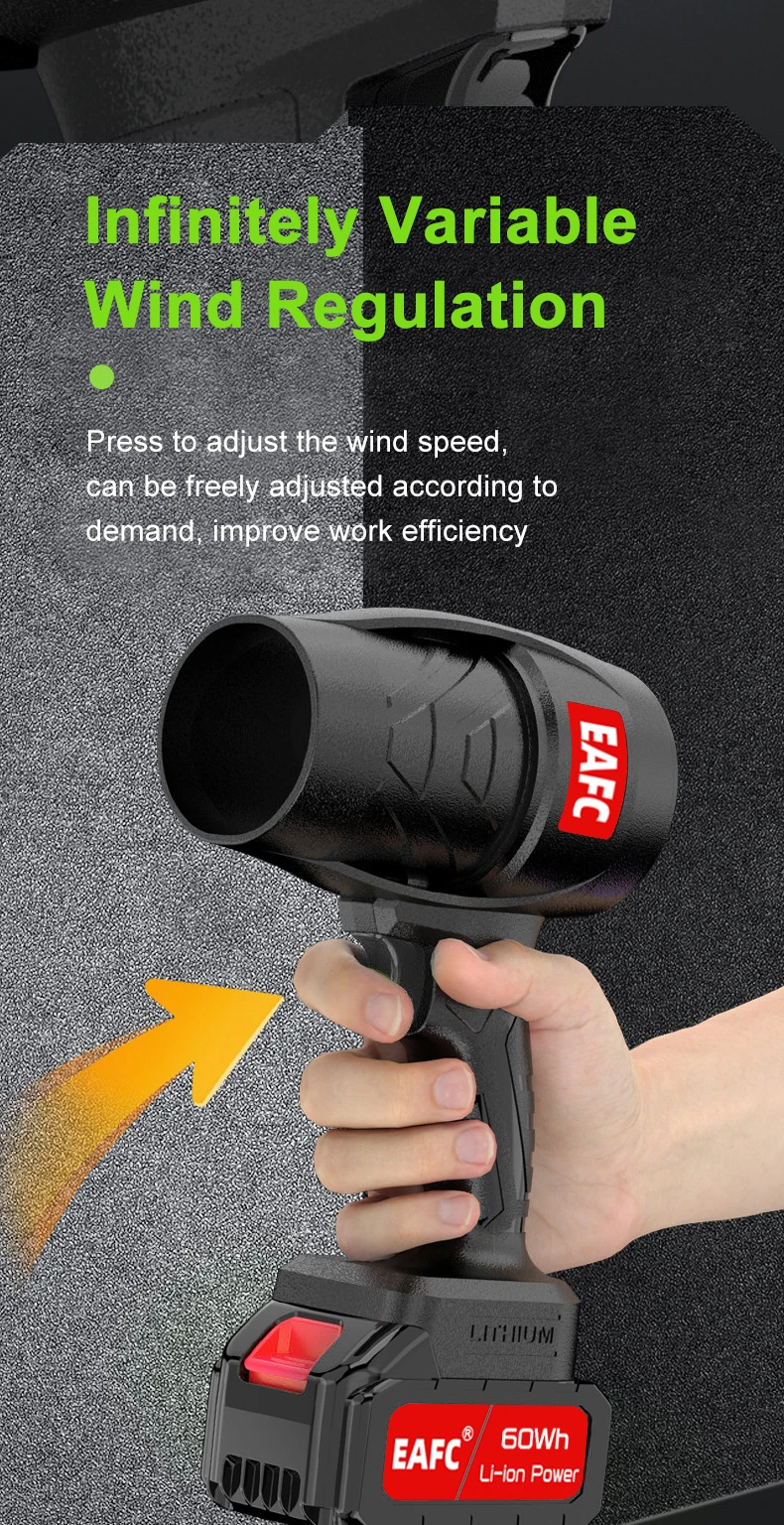 EAFC Turbo-Ventilator: Leistungsstarker, stufenloser Turbofan-Laubbläser mit 21V Akku für den mobilen Einsatz – Detail 11