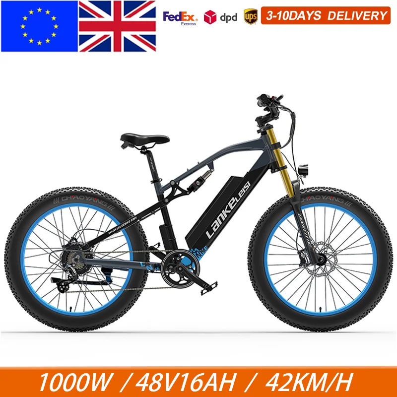 Rv700 Eu Uk 10 Giorni Di Consegna Lankeleisi 1000W 48 V16Ah Freno Idraulico A Doppia Sospensione 26*4.0 Fat Bike Snow Bike