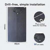 Panneau solaire flexible ETFE 100W, panneaux solaires portables 18V, étanches, pliables pour la charge de batterie 12V, utilisation en extérieur, camping, camping-car, bateau 2