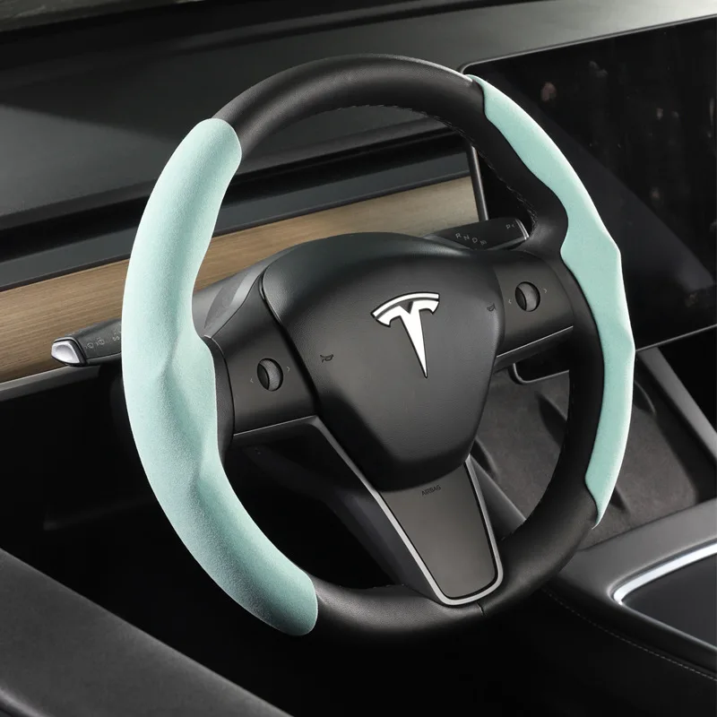 Tesla Steering Wheel Cover Carbon Fiber & Leather Model 3 , Y & S