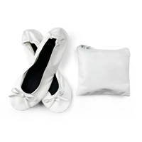 Women's Foldable Portable Ballet Flats For Indoor Use Roll Up Slippers, Conveniently Packaged, With Bag, For Travel Wedding