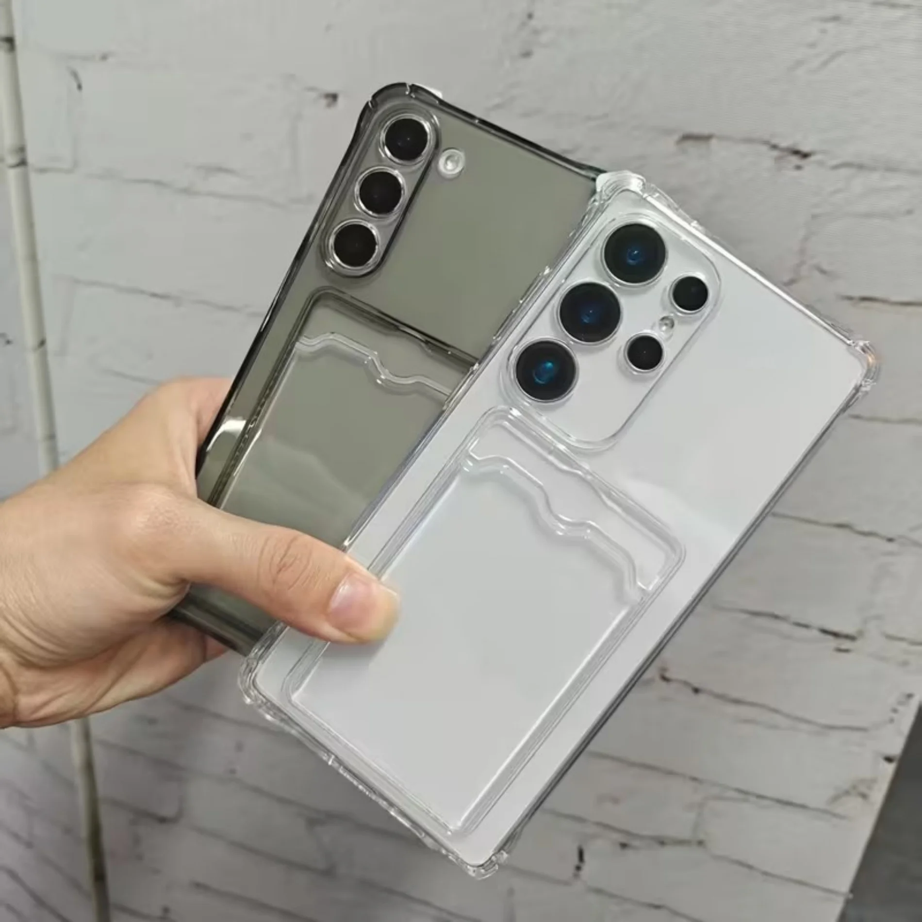 Durable Clear Silicone Card Holder Phone Case - Shockproof & Soft Design