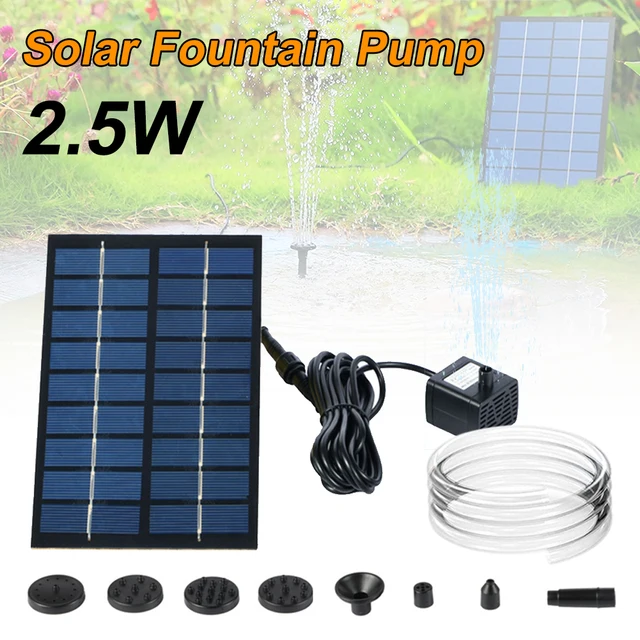 Napenergia Szökőkút Szivattyú Madárfürdőhez 6 Fúvóka Úszó -Szökőkút Kerti Medencékhez Tavak Halkartályok - Image 4