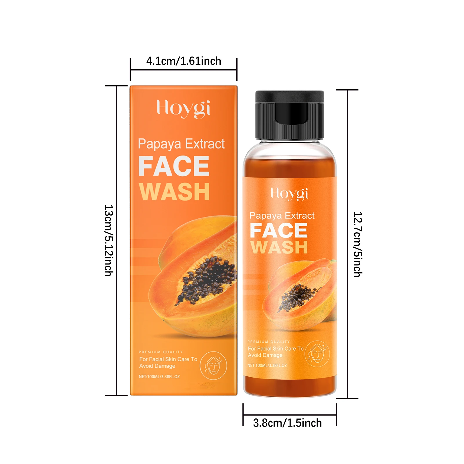 Hoygi Papaya Face Wash Liquid Gentle Cleaning Face Pore Moisturizing Prevent Dryness Oil Control Smoothing Brightening Face Wash