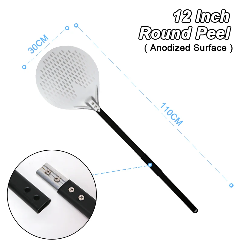 PizzAtHome 12 inch 13 inch 14 Pizza Peel Aluminum Pizza Shovel Peel Paddle Short Long Handle Anodize