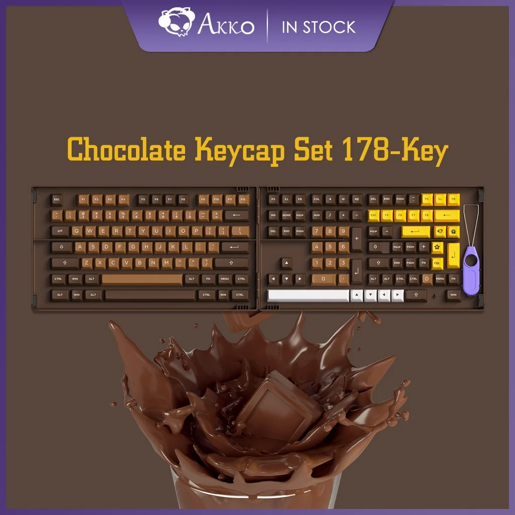 

Набор клавиатур Akko Chocolate на заказ, 178 клавиш, ASA профиль PBT, колпачки клавиш с двойным выстрелом для полноразмерных механических клавиатур ANSI с коробкой