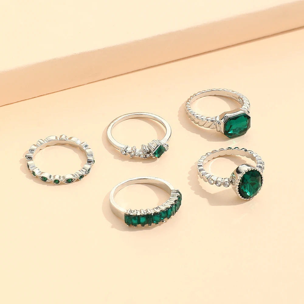 green crystal ring set