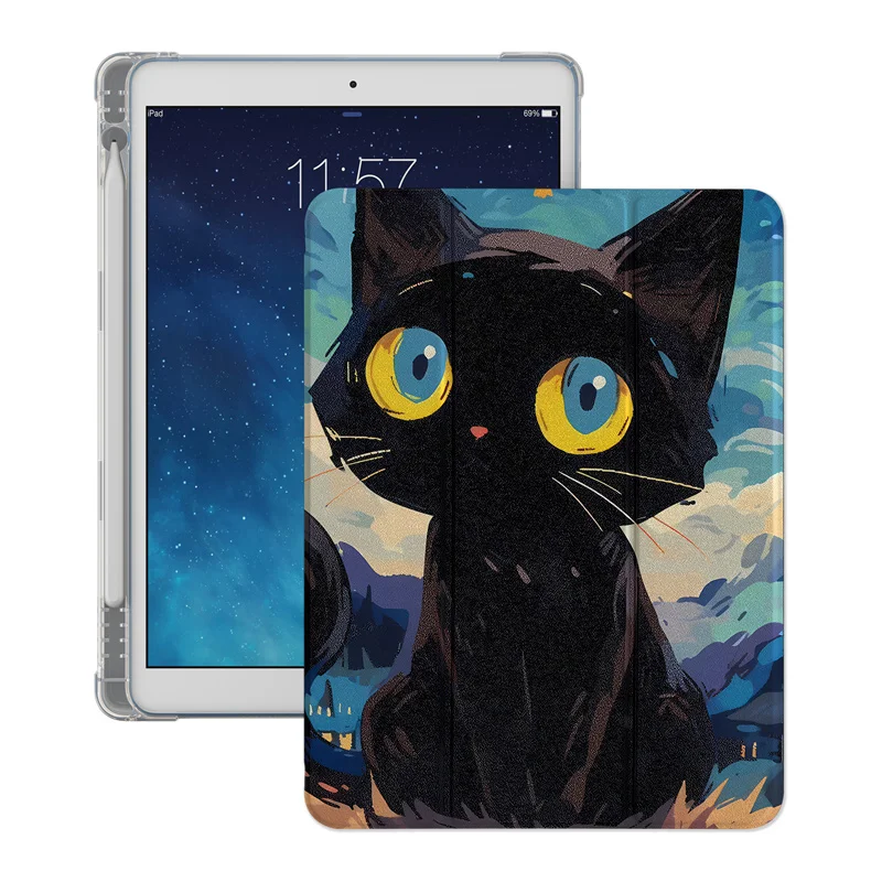 Artistic Black Cat Starry Night Tablet Case