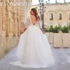 EVON BRIDAL Lace Wedding Dress Plus Size Backless V-Neck Applique Vestido De Novia Tulle 3/4 Sleeves Bride Gown Custom Made 2