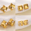 Classic Geometric Square Earrings for Women Stainless Steel Gold Color Piercing Earrings Fashion Wedding Waterproof Jewelry Gift