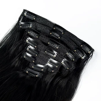 Straight Clip In Human Hair Extensions Brown Unprocessed Hair Extensions Full Head Brazilian Hair Seamless Clip Ins Extension