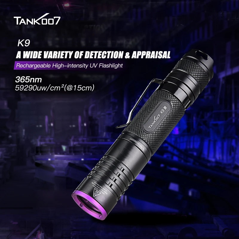 TANK007 UV03 365 nm Portable AAA Battery Powered UV Flashlight