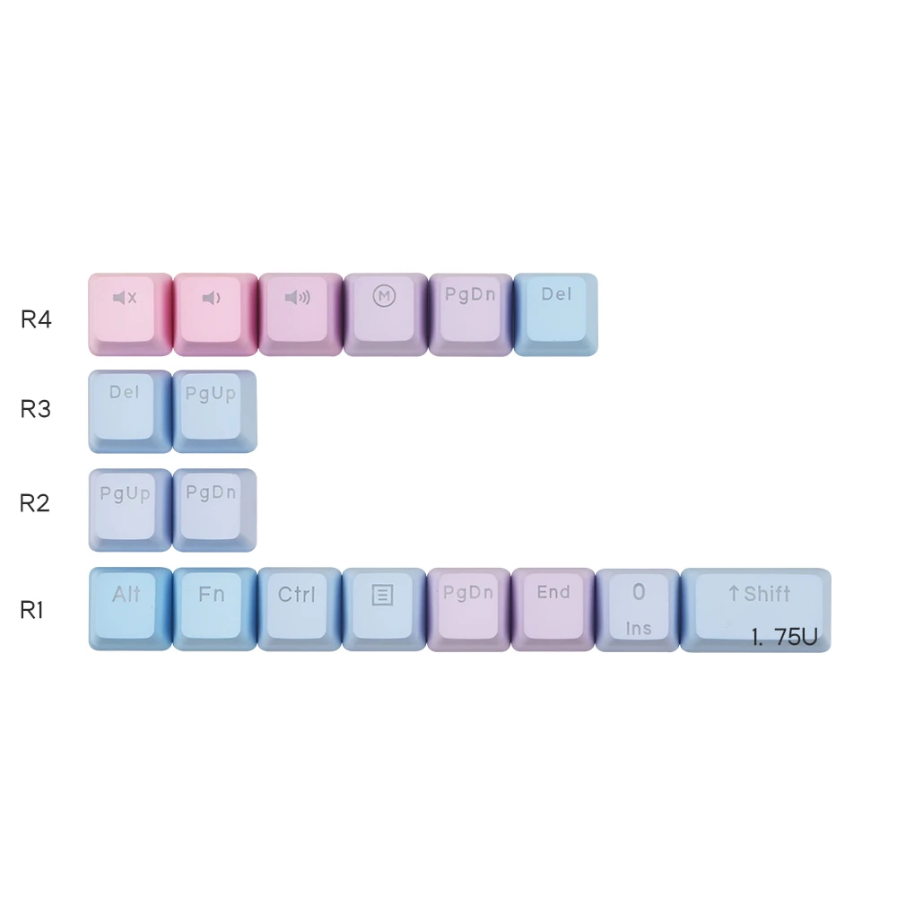 Azul Enchantress Keycaps, Gradiente OEM Perfil, Backlit