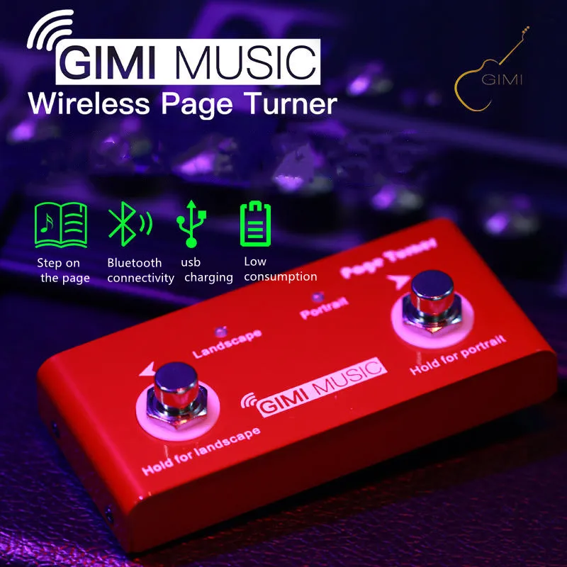 

GIMI Wireless Page Turner External Bluetooth Page Turner Pedal Supports Looper Connection Compatible with iPad iPhone