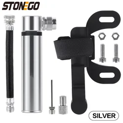 Compact High-Pressure Mini Bike Pump 120 PSI, Ultralight Portable Tire Inflator (Silver)