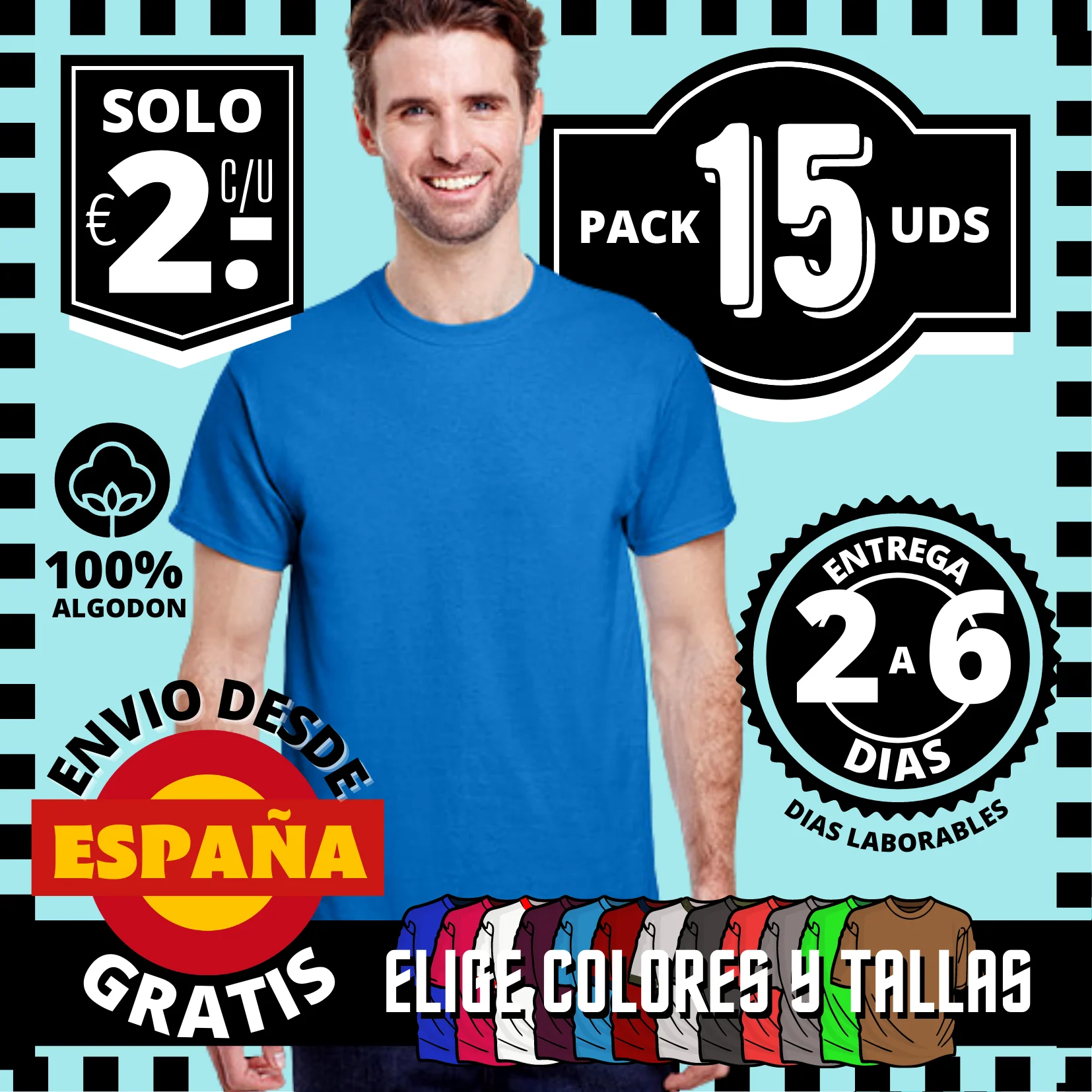 Pack / Lote 15 Camisetas Lisas 100% Algodón 150gms Gris Blancas Verde Adulto Hombre Colores