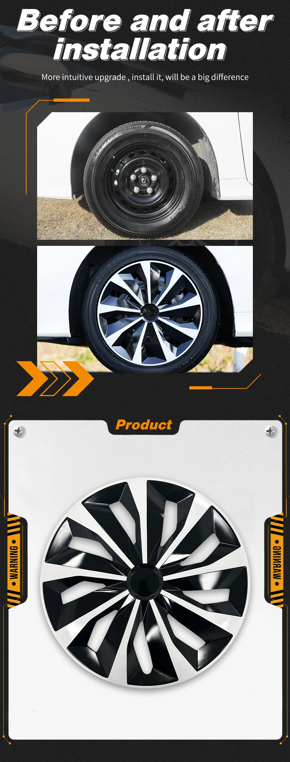 Set Of 4 - 17 Inch Wheel Covers For Iron Rims, Knife Style Hubcaps - View #11