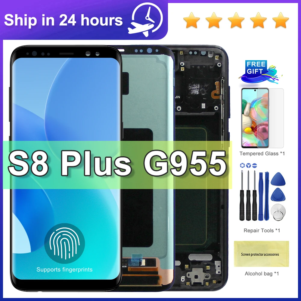

OLED Screen for Samsung S8 Plus G955 G955F SM-G955FD Lcd Display Digital Touch Screen with Frame for Samsung S8+ Screen