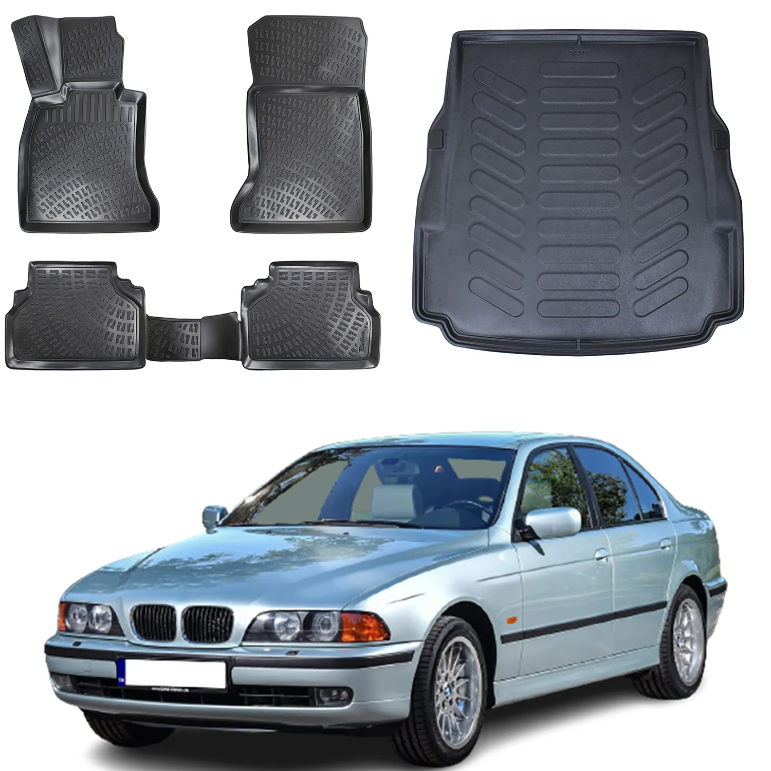 

Floor Mats + Cargo Trunk Liner Fits Bmw 5 Series E39 1996-2003 Set - All Weather Maximum Coverage - Water Resistance