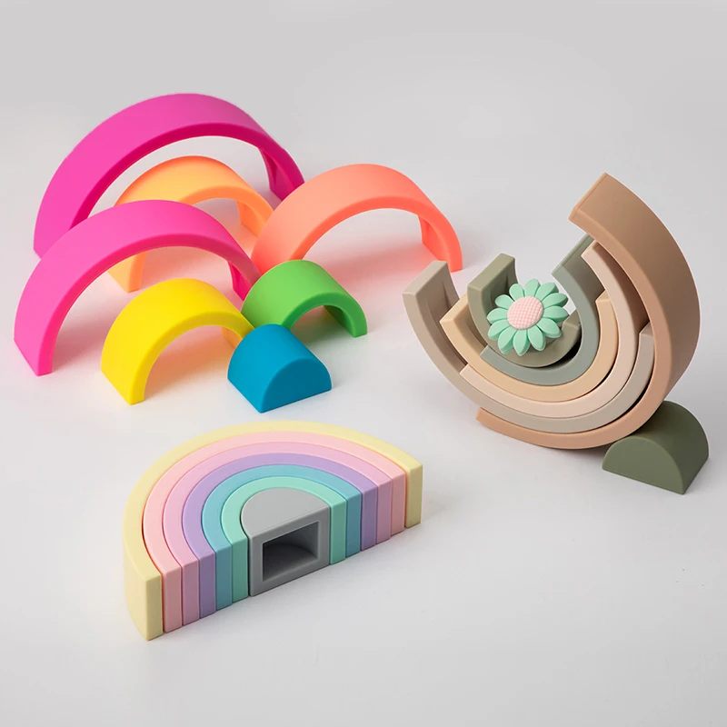 Educational Toys Stacking Puzzle Toys Stacking Toys 6/10pcs Baby Silicone Building Block
