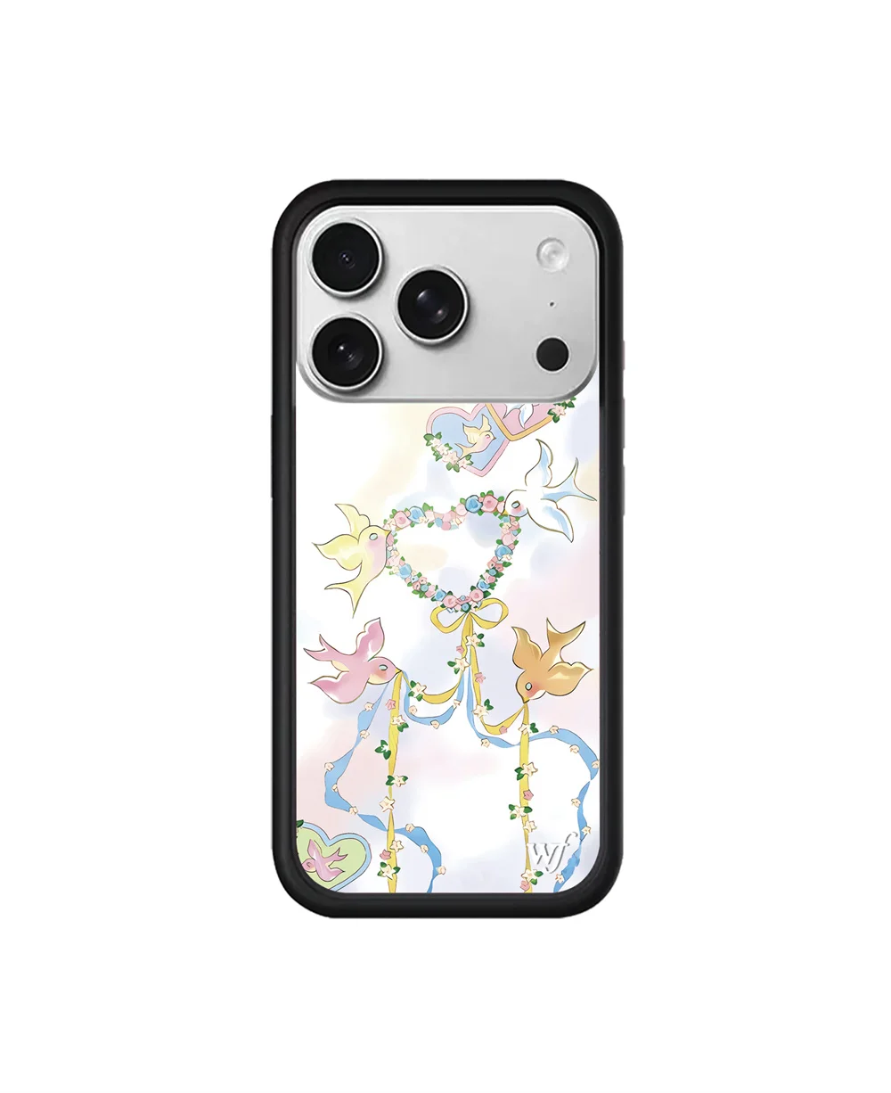 Wildflower INS Strawberry Wings Cartoon Phone Case for iPhone 16 Pro Max 12 13 14 15 Plus 17 Pro Air 3D WF Case Cute Punny Cover 5