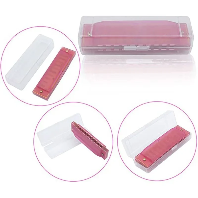 Harmonica Key of C 10 Hole Diatonic Translucent Harmonica C with Case for Beginner Students Kids Gift with Case