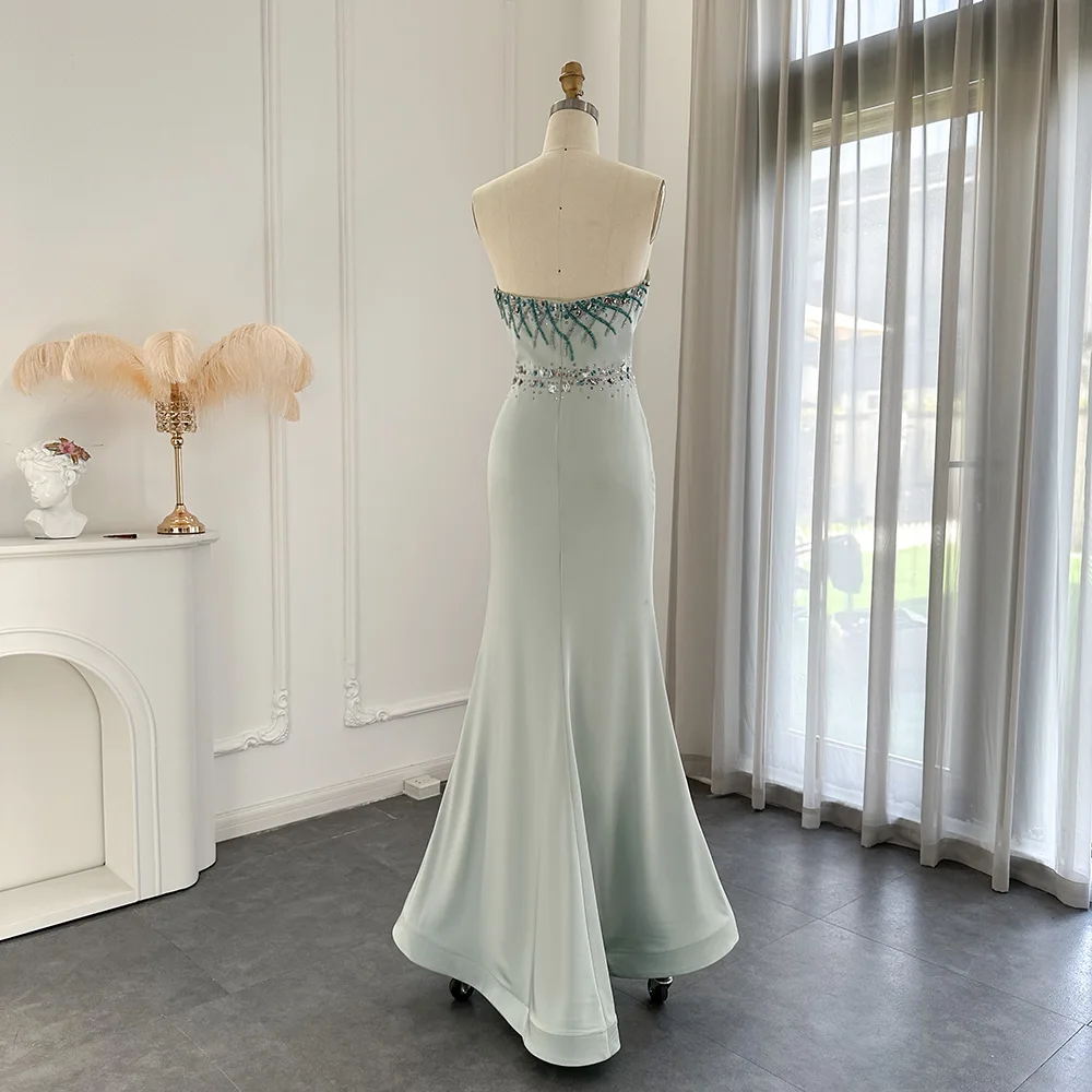 Sharon Said Luxury Sage Green Crystal Dubai Evening Dress for Wedding Party  Elegant Mermaid Formal Prom Dress SS331 Customized - AliExpress 320