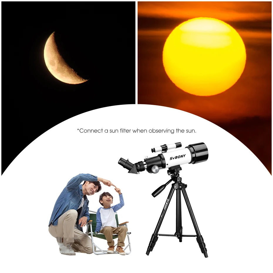 SVBONY SV501P 60mm/70mm Set Astronomical Telescope, Gift for Beginners and Kids, 400 Focal Length, for Planetary and Moon 6