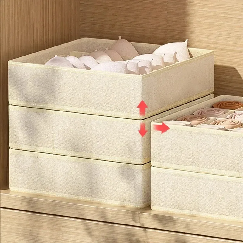 Description Picture 3 of item1-2Pcs Underwear Storage Boxes Socks Clothes Storage Organizer Non-woven Fabric Drawer Type Panties Three-piece Set Box Box Home