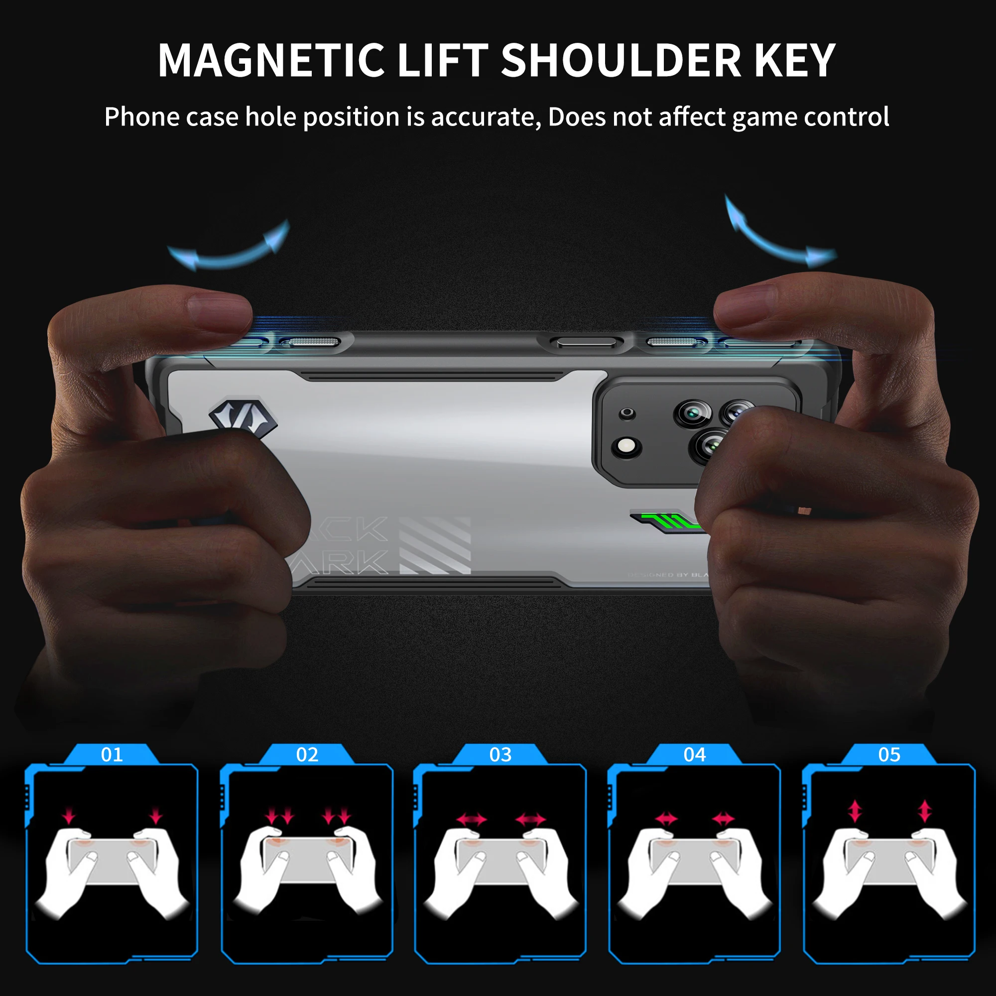 ZSHOW Case for Xiaomi Black Shark 5 5 Pro Case Slim Thin Heat Dissipation Clear Soft TPU ShockProof  with Tempered Glass