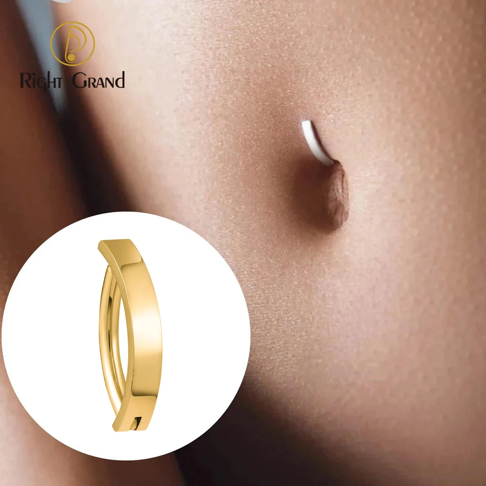 ASTM F136 Titanium Belly Button Rings 14G - CZ Drop Navel Jewelry With Curved Taper