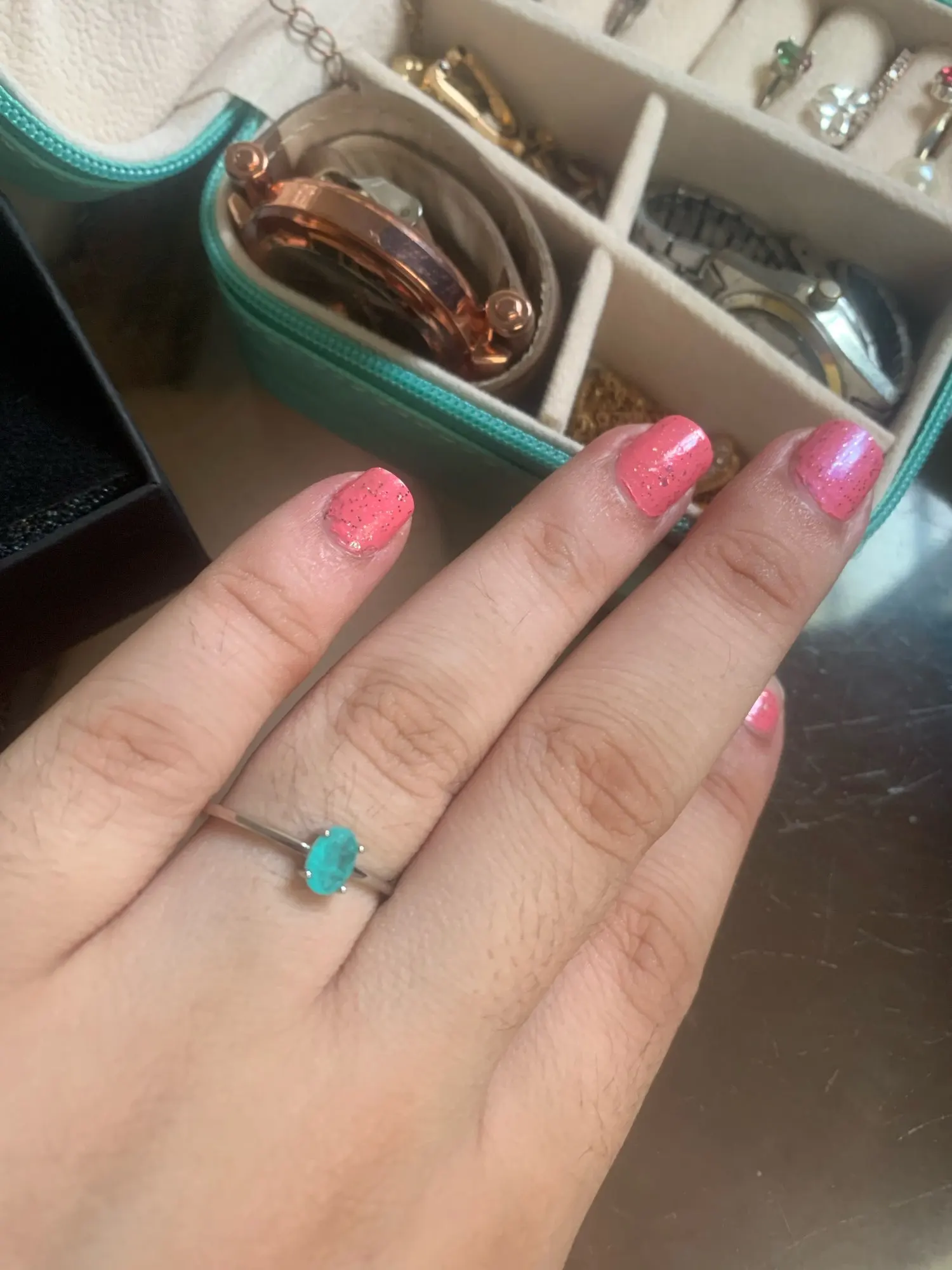 Silver tourmaline ring