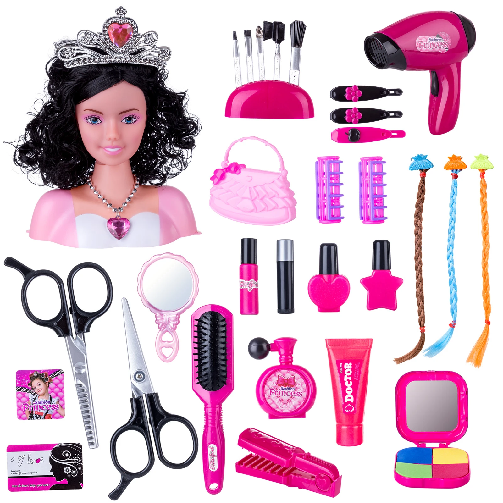 37pcs Children Makeup Pretend Playset Styling Head Doll Hairstyle Toy With  Hair Dryer For Children Educational Toys Gift-3811a-3 - Beauty & Fashion  Toys - AliExpress