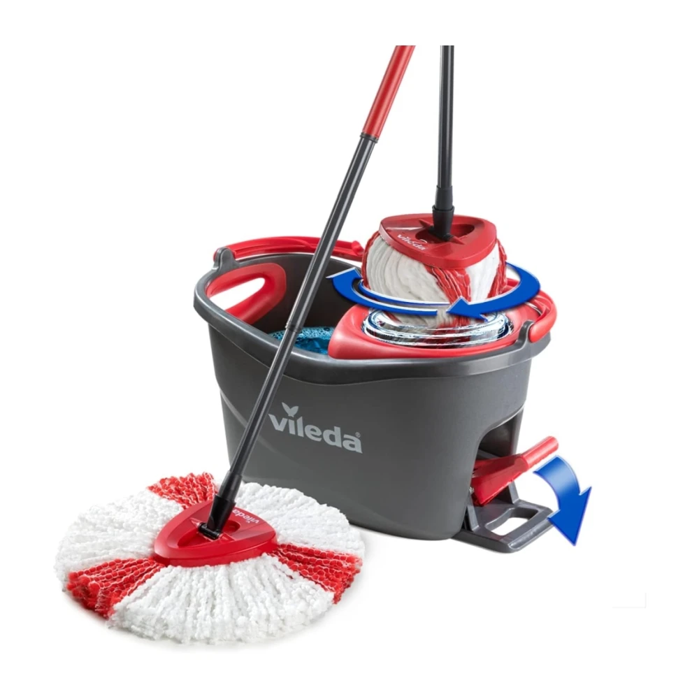Vileda Turbo Mop Set Completo, Tergivetro Con Manico Telescopico, Testa In Microfibra Con Secchio In Fiber Forti