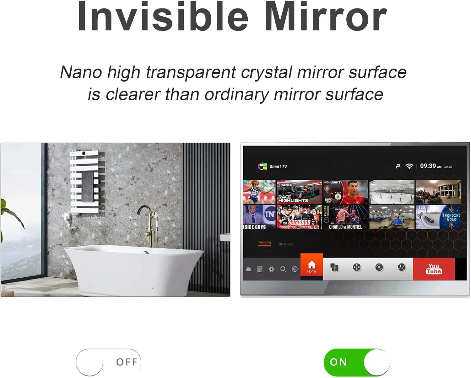Souria 22 inches Touchscreen Android Smart Mirror LED Television for Bathroom SPA FHD DTV Tuner DVB ATSC Kitchen 5