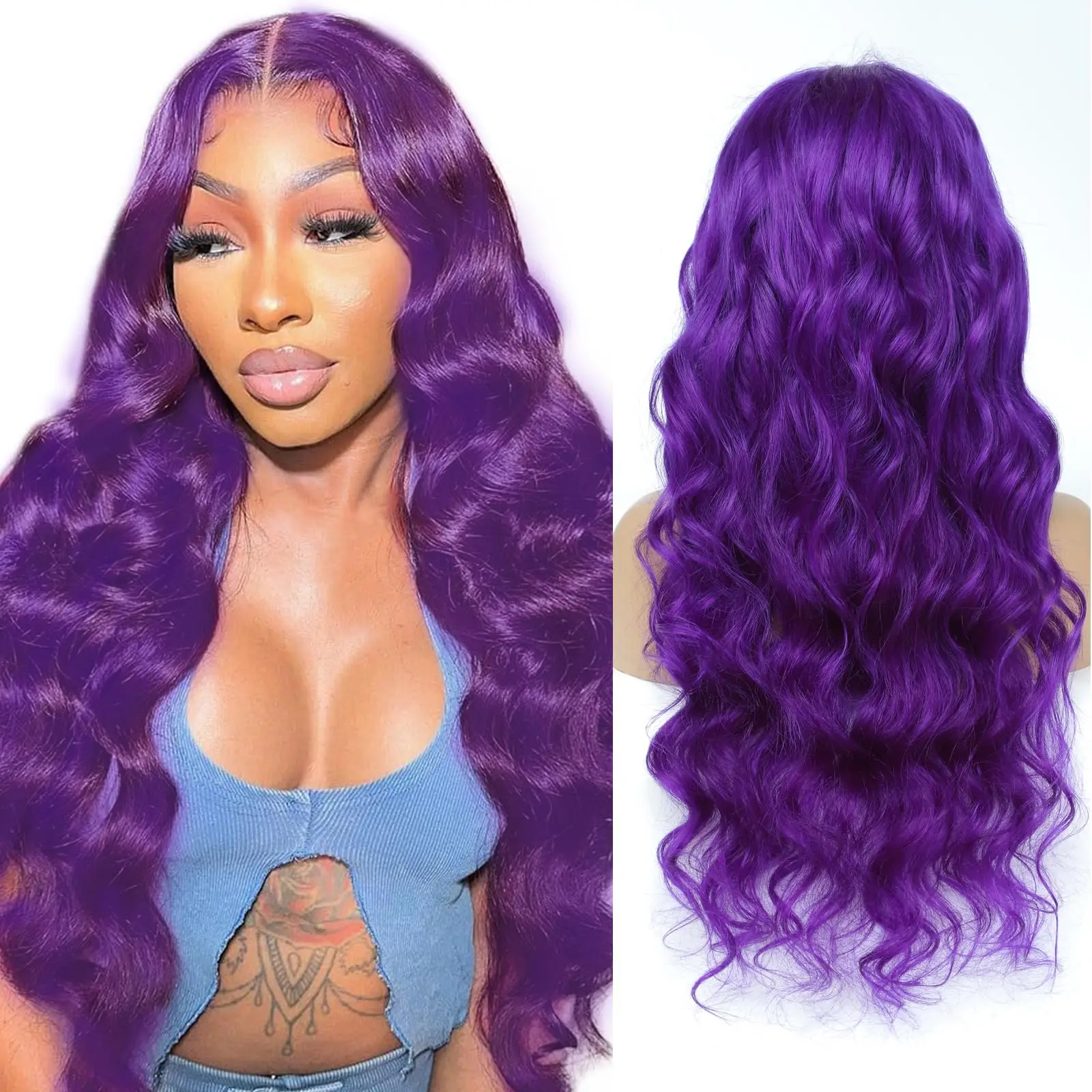 

Purple 613 Colored 13x4 Body Wave HC HD Lace Frontal Wigs Human Hair Wig For Women Brazilian Remy Hair Glueless Full Lace Wigs