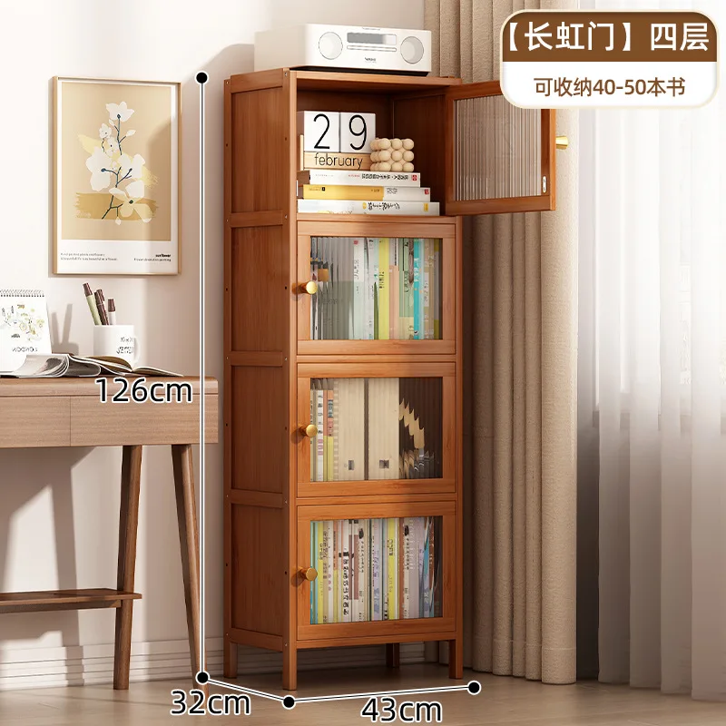 Bamboo Bookshelf with Acrylic or Opaque Doors &ndash; Multi-Tier Bookcase for Home and Office Storage Shelves for Books Decor and More