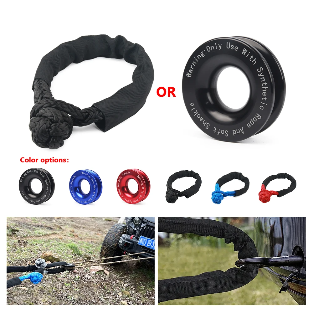 55000lbs Winch Rope Synthetic Soft Shackle+Recovery Ring Set Rugged Shackles With Protective Sleeve for Truck Vehicle Recovery 55000lbs Winch Rope Synthetic Soft Shackle+Recovery Ring Set Rugged Shackles With Protective Sleeve for Truck Vehicle Recovery