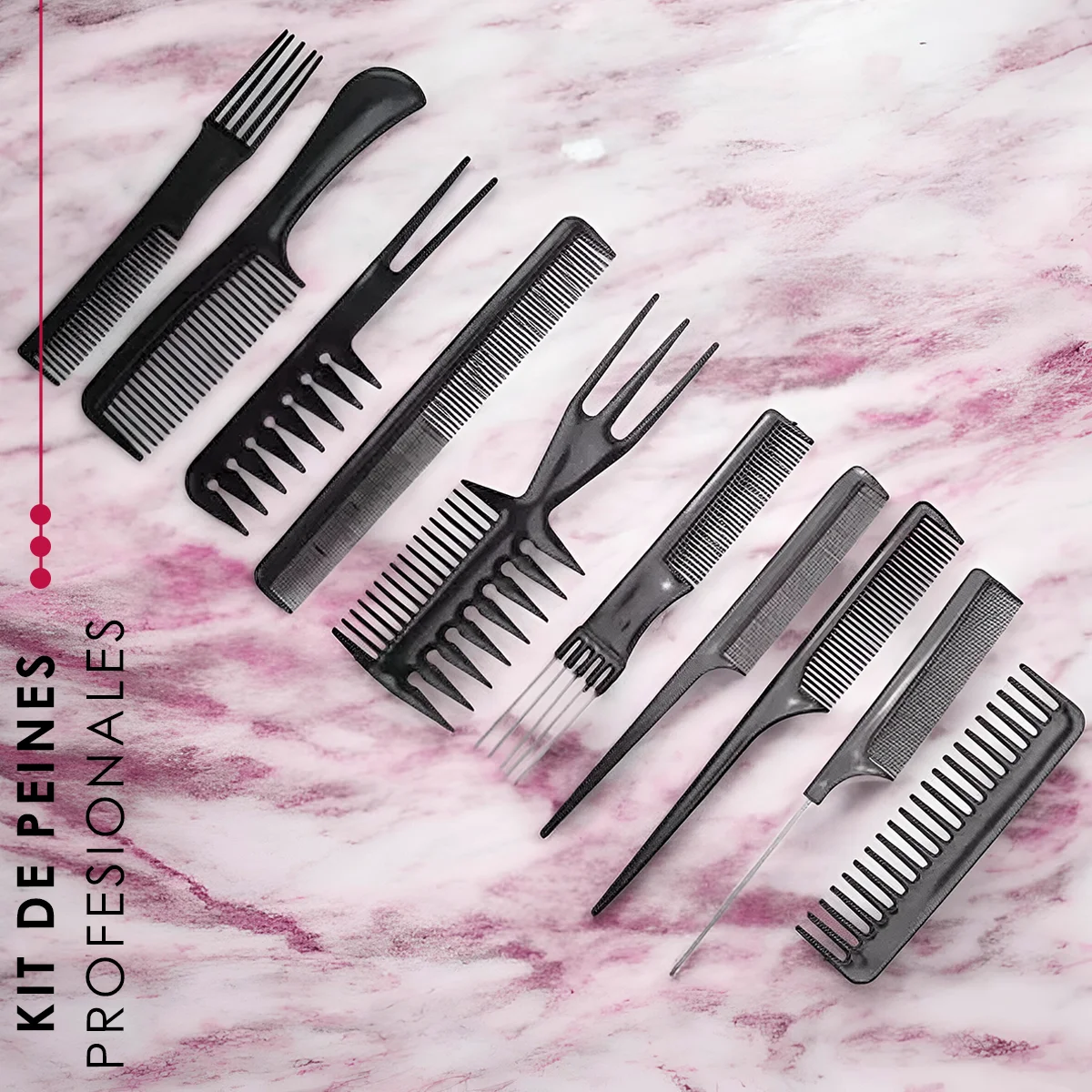 Kit de peignes GT pour styliste professionnel, 10 pièces