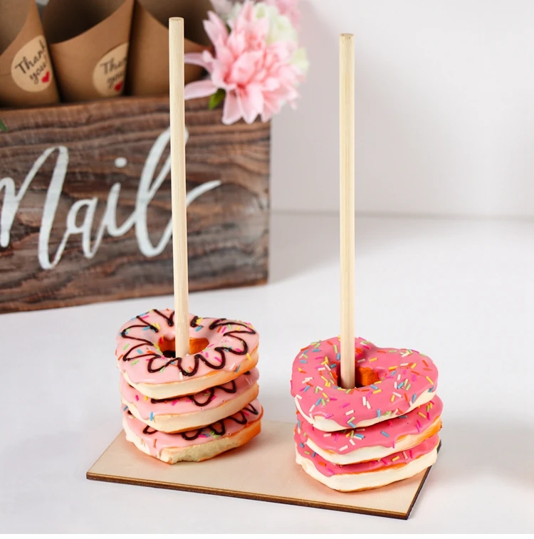 Description Picture 3 of itemWooden Donut Stand Reusable Stands Holder 0-5 Number Signs Dessert Candy Bar Wedding Birthday Party Supplies Baby Shower Decor