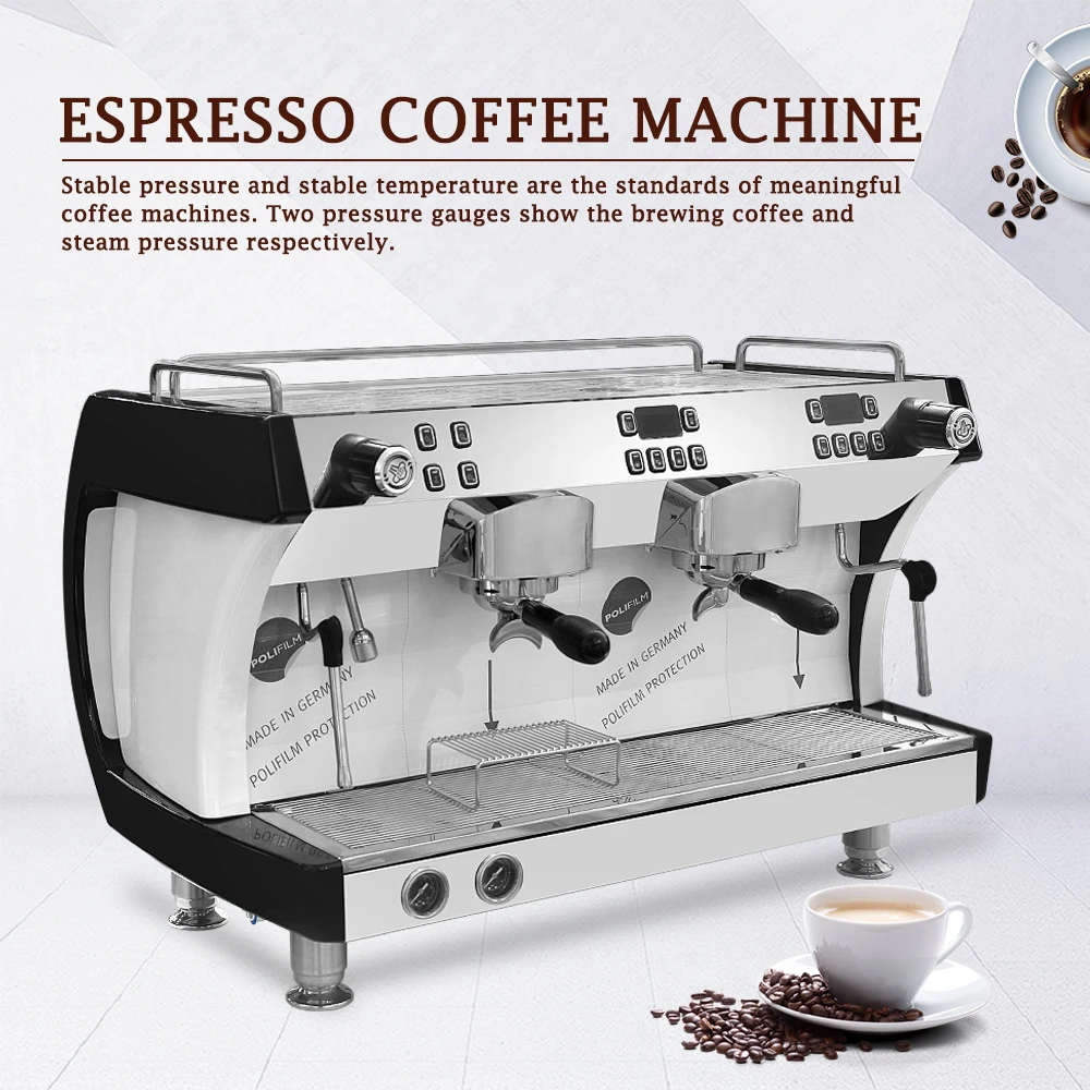 

ITOP Professional Coffee Maker Double Brewing Head Commercial Semi-Automatic Espresso Machine Rotary Pump 220-240V/50-60Hz