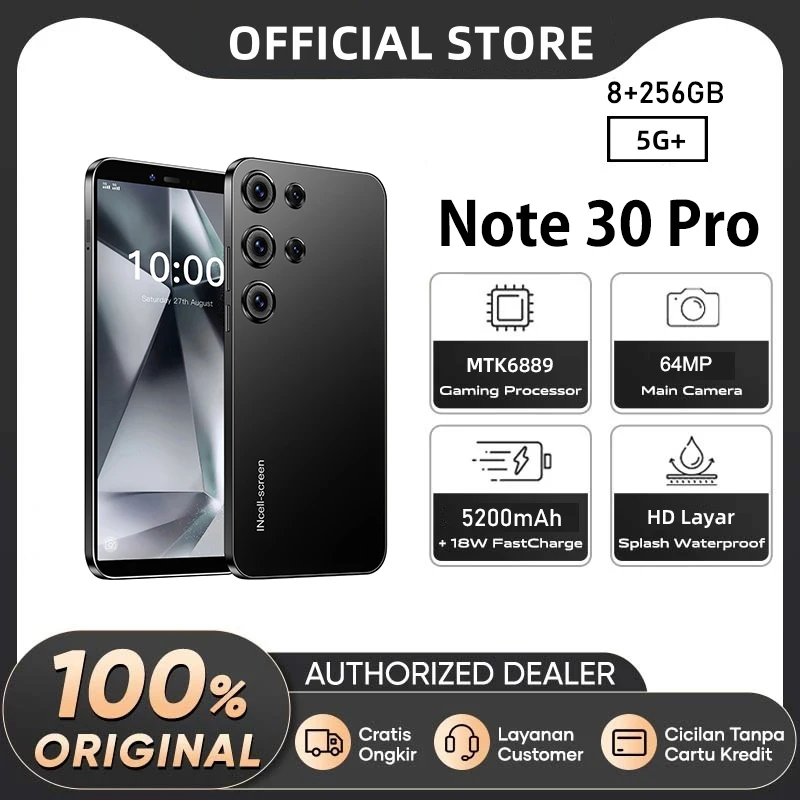 

2024 New Note 30 Pro 5G SmartPhone Octa Core Snapdragon 8GB+256GB 5.8" mobile phone 64MP 5200mAh 5.8 HD Google Play cellphone